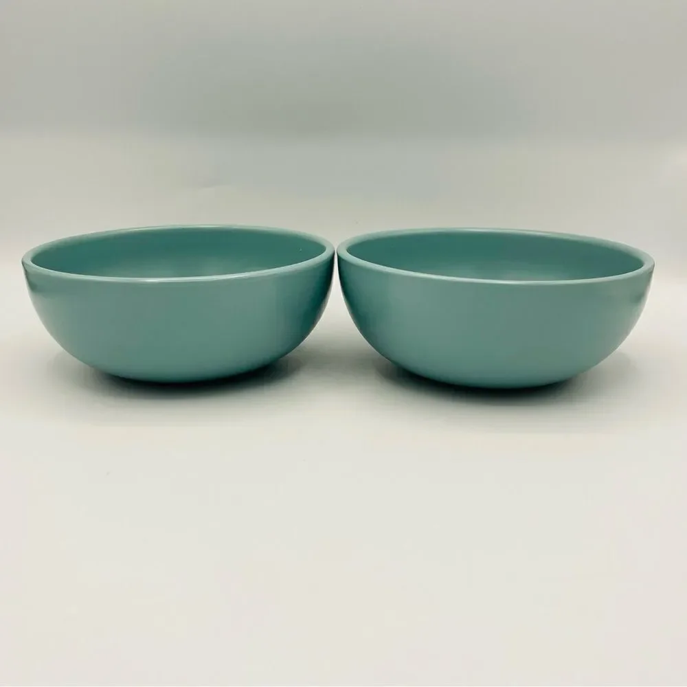 Crate&Barrel Blue Hue Matte Coupe Soup Cereal Bowls (2)